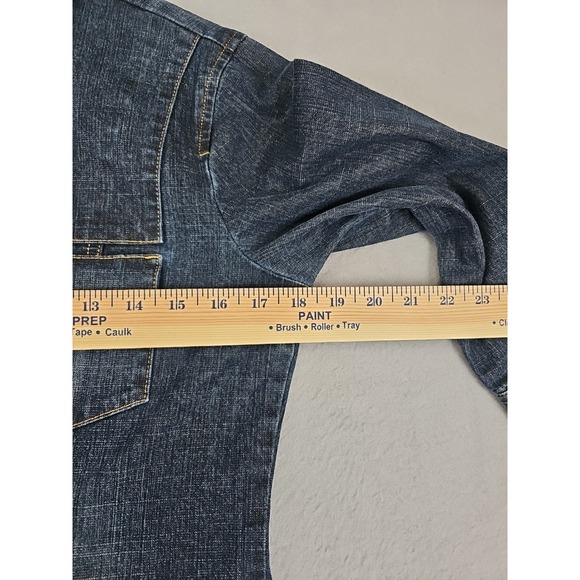 OLD NAVY Denim Full Front Snap Dress Women's Size 8 Pocket 3/4 Sleeve Vintage - Picture 5 of 11